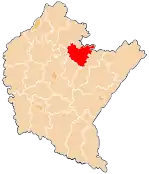 Localização do Condado de Leżajsk na Subcarpácia.