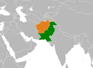 Mapa indicando localização do Paquistão e do Afeganistão.