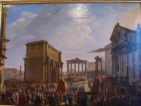 Papa Pio IX consagra o crucifixo de San Giuseppe.1855. Por Michelangelo Pacetti.