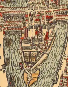 Detalhe do Plano de Belleforest, 1575