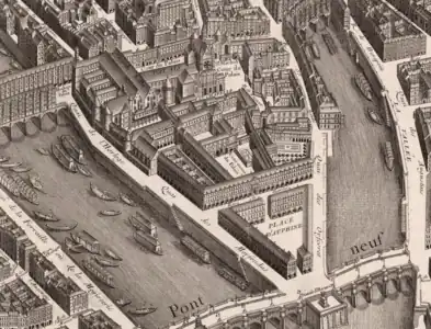 O palácio na década de 1730, detalhe do mapa de Paris de Turgot