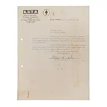 Papel Timbrado do Jornal Luta Democrática, assinado por seu editor, Tenório Cavalcanti.