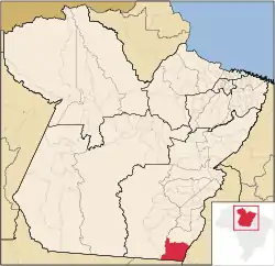 Localização de Santana do Araguaia no Pará