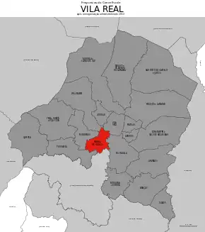 Localização no município de Vila Real