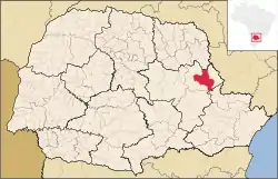 Localização de Jaguariaíva no Paraná