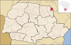 Localização de Ribeirão Claro no Paraná