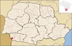 Localização de Santo Antônio do Sudoeste no Paraná