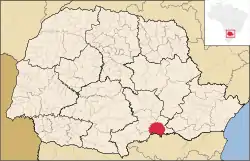 Localização de São Mateus do Sul no Paraná