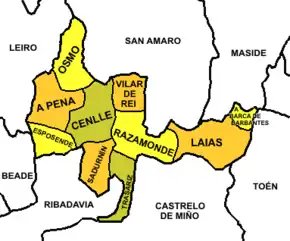 Mapa das paróquias de Cenlhe