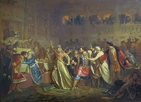 Sofia da Lituânia arrebatando o cinturão de ouro de Vasily Kosoy (1861)