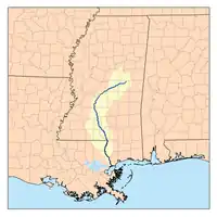 Mapa do percurso e bacia do rio Pearl