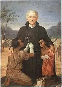 Pedro Donders com os leprosos em Batávia, por Albin Windhausen (1924), Sint-Dionysiuskerk em Tilburg