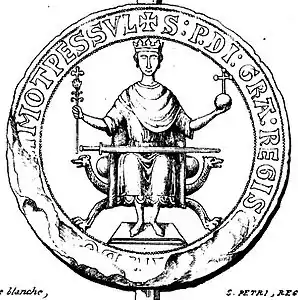 Gravura de um selo de Pedro II (c. 1196–1213).