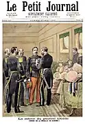 Primeira página do Le Petit Journal de 27 de maio de 1893 com a ilustração do General Dodds recebendo a primeira medalha do Daomé