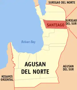 Santiago na Agusan do Norte  Coordenadas : 9°16'N, 125°34'E
