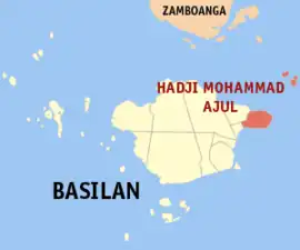 Hadji Mohammad Ajul na Basilan Coordenadas : 6°37'N, 122°18'E