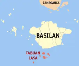 Tabuan-Lasa na Basilan Coordenadas : 6°21'N, 121°58'E