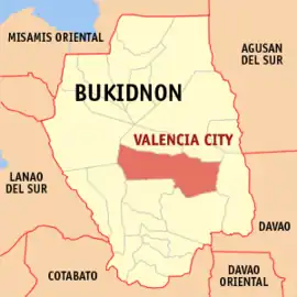 Valencia na Bukidnon Coordenadas : 7°54'15"N, 125°5'34"E