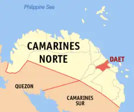 Daet na Camarines Norte  Coordenadas : 14°6'51"N, 122°57'23"E