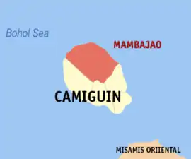 Mambajao na Camiguin  Coordenadas : 9°15'N, 124°43'E