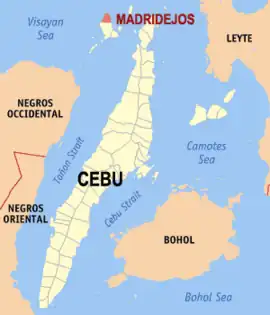 Madridejos na Cebu  Coordenadas : 11°16'N, 123°44'E