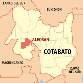 Aleosan na Cotabato  Coordenadas : 7°9'30.78"N, 124°34'31.57"E