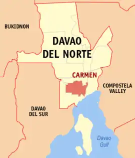 Carmen na Davao do Norte  Coordenadas : 7°21'38"N, 125°42'23"E