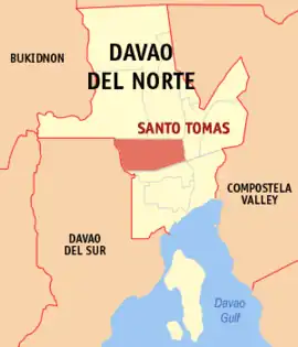Santo Tomas na Davao do Norte  Coordenadas : 7°32'N, 125°37'E