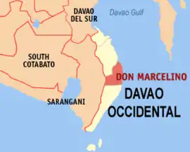 Don Marcelino na Davao Ocidental  Coordenadas : 6°16'N, 125°40'E