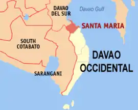Santa Maria na Davao Ocidental  Coordenadas : 6°33'N, 125°28'E