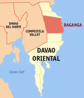 Baganga na Davao Oriental  Coordenadas : 7°34'30.56"N, 126°33'30.43"E