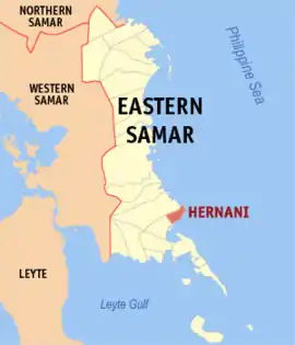 Hernani na Samar Oriental  Coordenadas : 11°19'26"N, 125°37'5"E