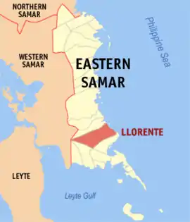 Llorente na Samar Oriental  Coordenadas : 11°24'45"N, 125°32'45"E