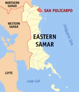 San Policarpo na Samar Oriental  Coordenadas : 12°10'44.76"N, 125°30'25.92"E
