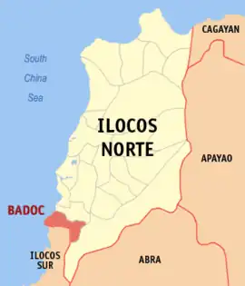 Badoc na Ilocos Norte  Coordenadas : 17°55'36.16"N, 120°28'31.33"E