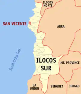 San Vicente na Ilocos Sul  Coordenadas : 17°35'41"N, 120°22'31"E