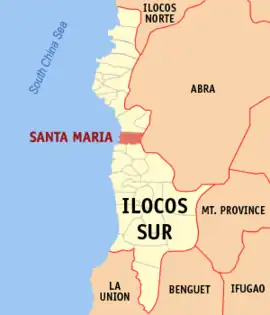 Santa Maria na Ilocos Sul  Coordenadas : 17°22'19"N, 120°28'53"E