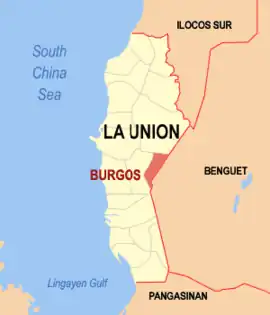 Burgos na La Union  Coordenadas : 16°31'30"N, 120°27'30"E