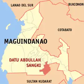 Datu Abdullah Sangki na Maguindanao do Sul Coordenadas : 6°47'49.32"N, 124°32'4.72"E
