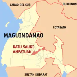 Datu Saudi Ampatuan na Maguindanao do Sul Coordenadas : 6°57'25.99"N, 124°26'39.98"E