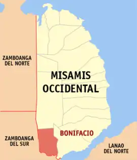 Bonifacio na Misamis Ocidental  Coordenadas : 8°3'9.71"N, 123°36'48.94"E