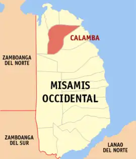 Calamba na Misamis Ocidental  Coordenadas : 8°33'30.000"N, 123°38'30.000"E