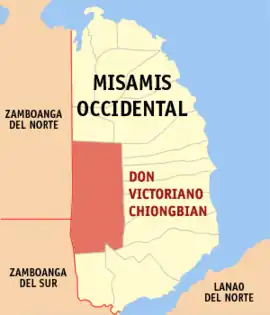 Don Victoriano Chiongbian na Misamis Ocidental  Coordenadas : 8°14'58.45"N, 123°33'58.87"E