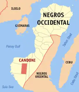 Candoni na Negros Ocidental  Coordenadas : 9°49'N, 122°36'E