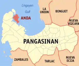 Anda na Pangasinan  Coordenadas : 16°17'22.61"N, 119°56'56.76"E