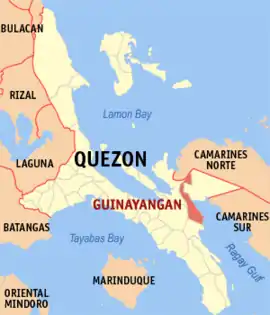 Guinayangan na Quezon  Coordenadas : 13°54'N, 122°27'E