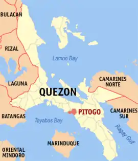 Pitogo na Quezon Coordenadas : 13°47'6"N, 122°5'17"E