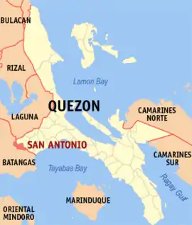 San Antonio na Quezon  Coordenadas : 13°54'N, 121°18'E