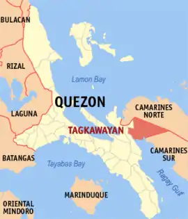 Tagkawayan na Quezon  Coordenadas : 13°58'N, 122°32'E