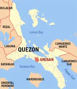 Unisan na Quezon Coordenadas : 13°50'28.75"N, 121°58'30.79"E